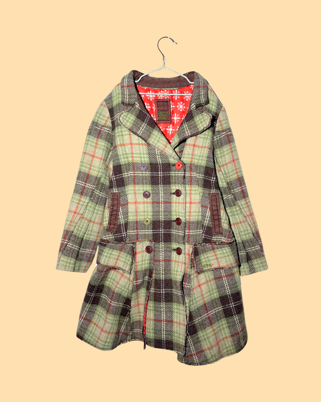 Manteau à carreaux vert Marithé + François Girbaud 8 ans