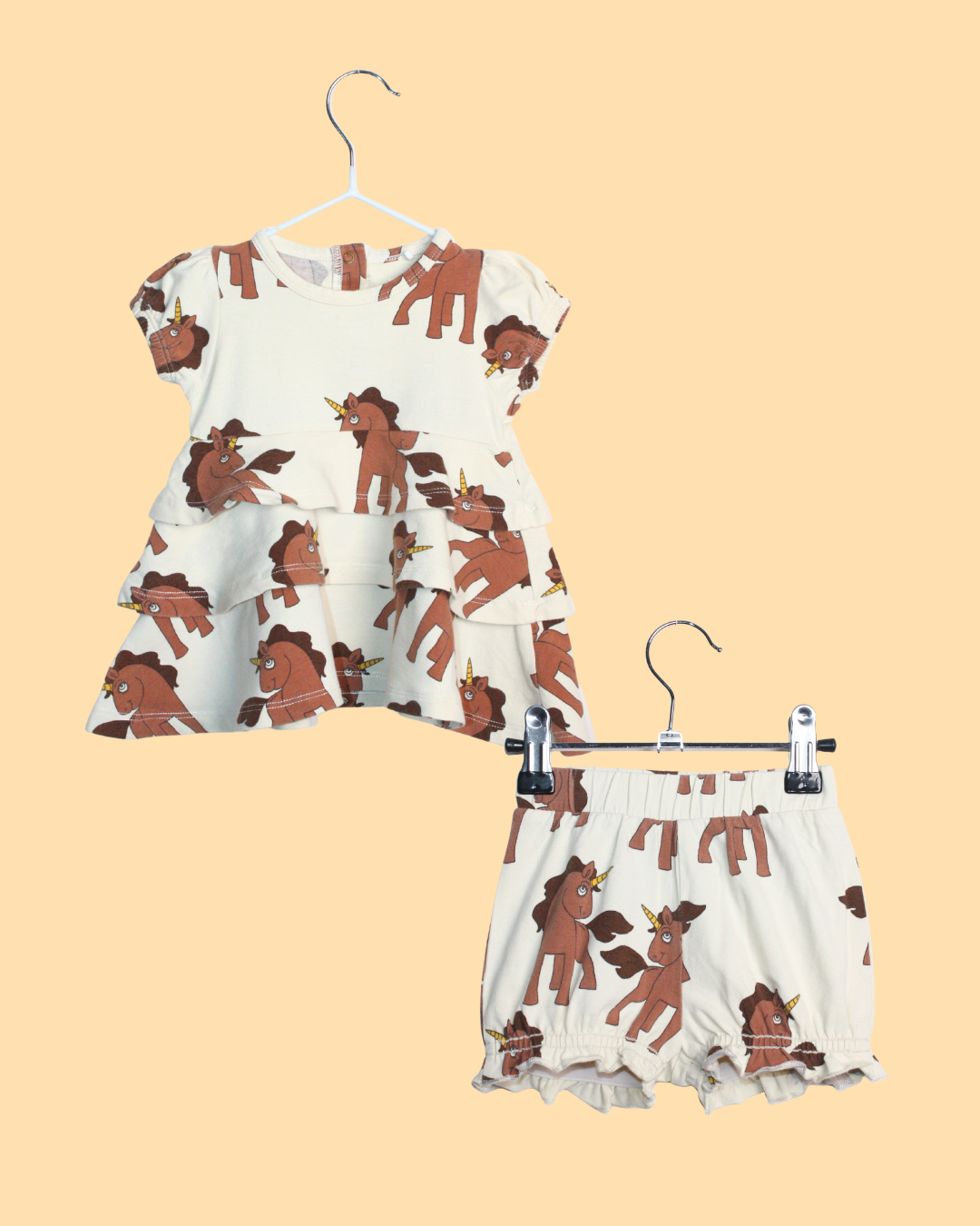 Ensemble Mini Rodini beige à licornes 6 mois