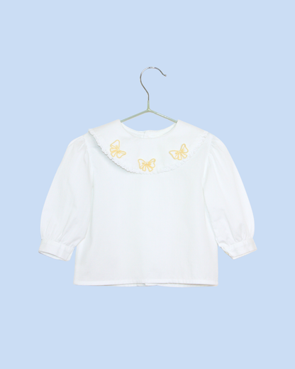 Chemisier blanc vintage Nina Ricci à grand col 6 mois