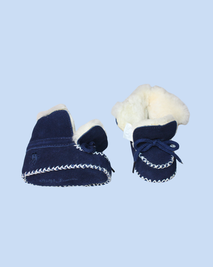 Mocassins en peau de mouton bleus taille 16