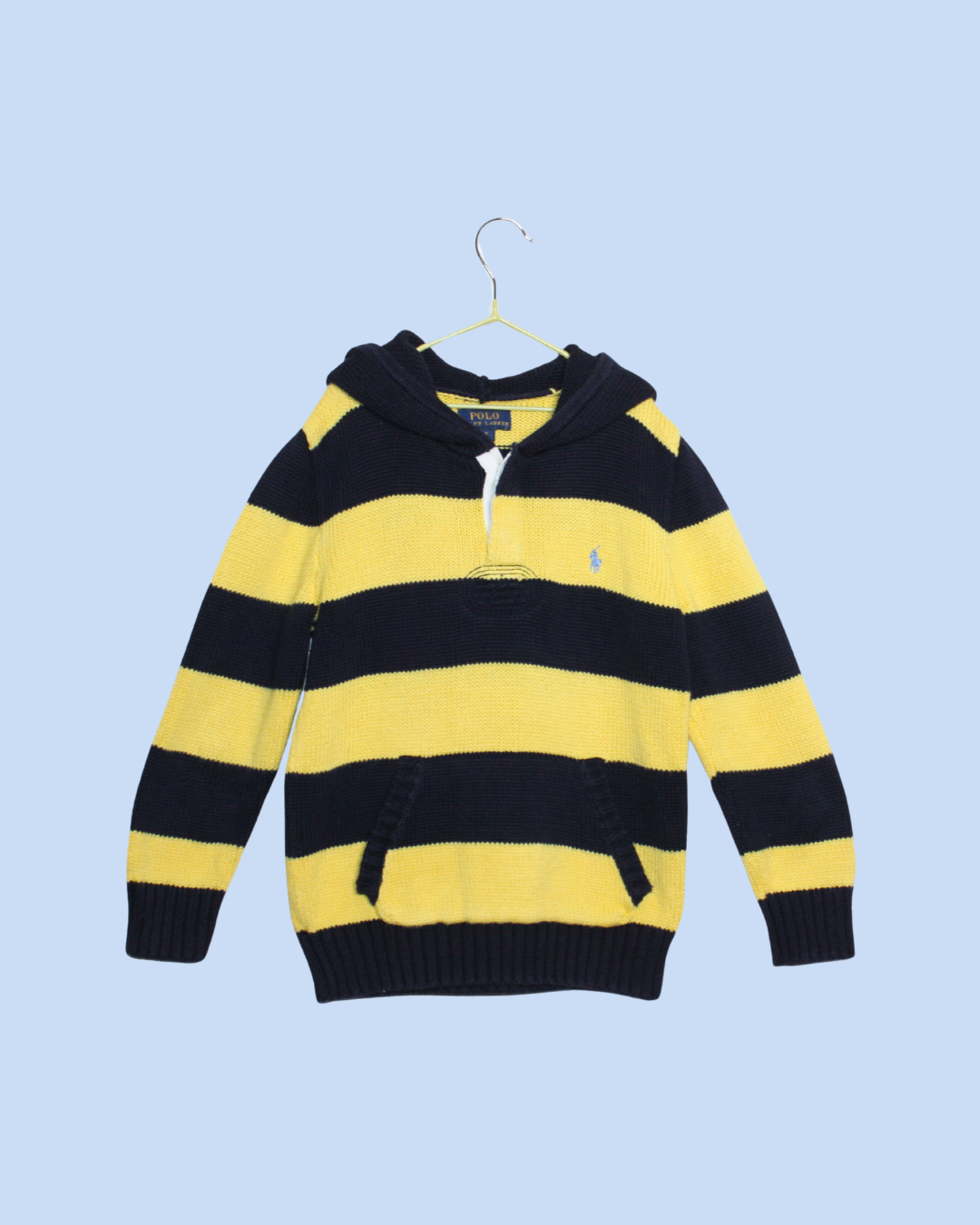 Hoodie en maille rayé Ralph Lauren jaune seconde main enfant 7 ans