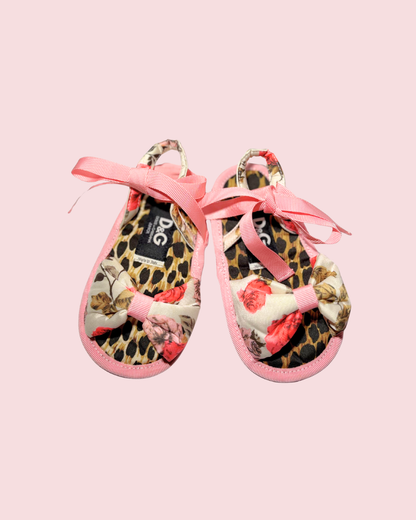 Sandales souples imprimé léopard et fleurs taille 19