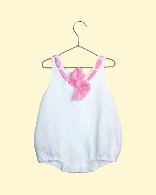 Barboteuse Sonia Rykiel blanche et rose vintage et made in France 6 mois